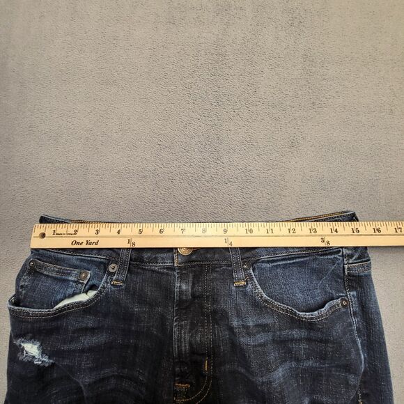 American Eagle Jeans Mens 30x33 Blue Slim Straight Stretch Distressed Denim - Picture 8 of 10